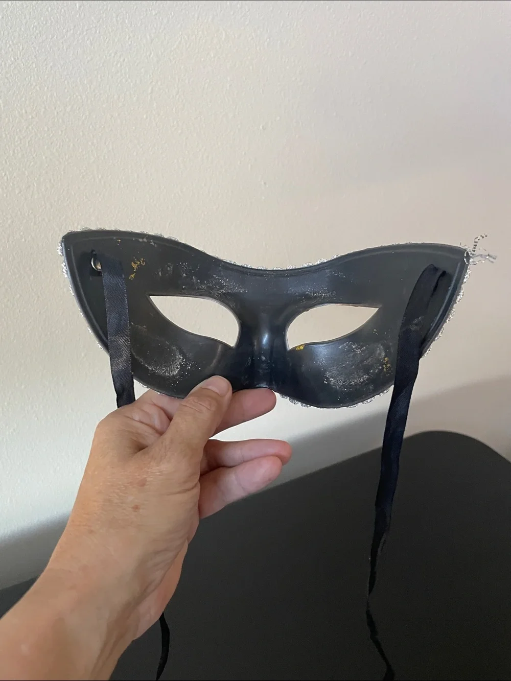 Silver Masquerade Face Mask with Gold Accents